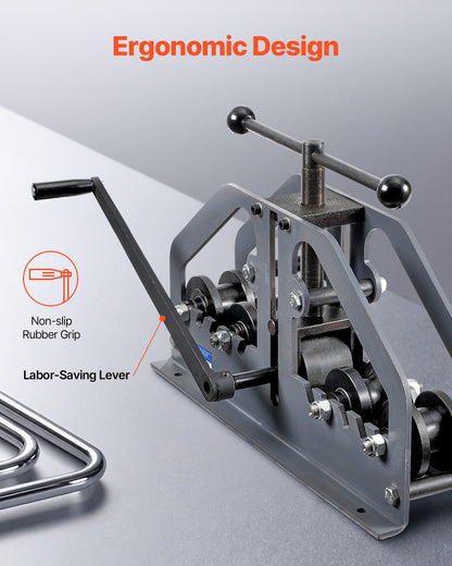 Tube Roller Bender, Max 1-1/2" Manual Tube Pipe Roller Bender with 6 Dies, 360° Copper Aluminum Pipe Bending Tool for Square, Round Tube & Flat Bar, Ideal for HVAC Air Conditioning Auto Repair