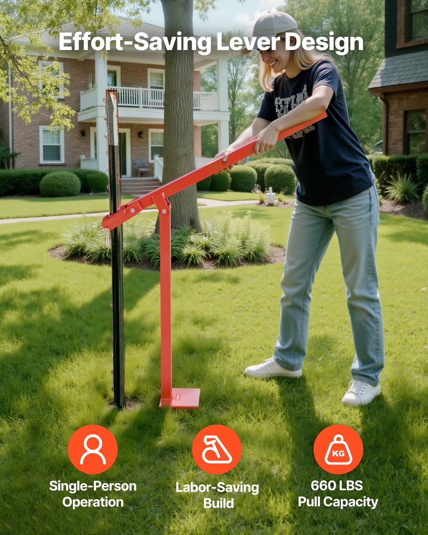 78 cm T-Pfostenzieher, Hochleistungs-Zaunpfostenzieher mit 109,2 cm Hebekette, rostbeständiger Stahl, arbeitssparendes Werkzeug zum Entfernen von T-Pfosten für runde Zaunpfosten, Schilderpfosten und Baumstümpfe