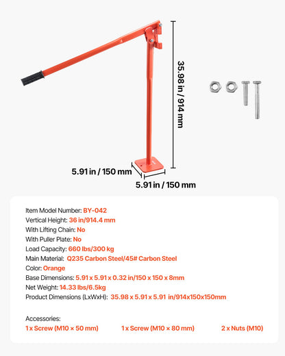 T-Pfostenzieher (91,4 cm), robuster Zaunpfostenzieher aus Stahl, Tragkraft 300 kg, arbeitssparendes Werkzeug zum Entfernen von runden Zaunpfosten, Schilderpfosten und Baumstümpfen, Hebekette nicht im Lieferumfang enthalten