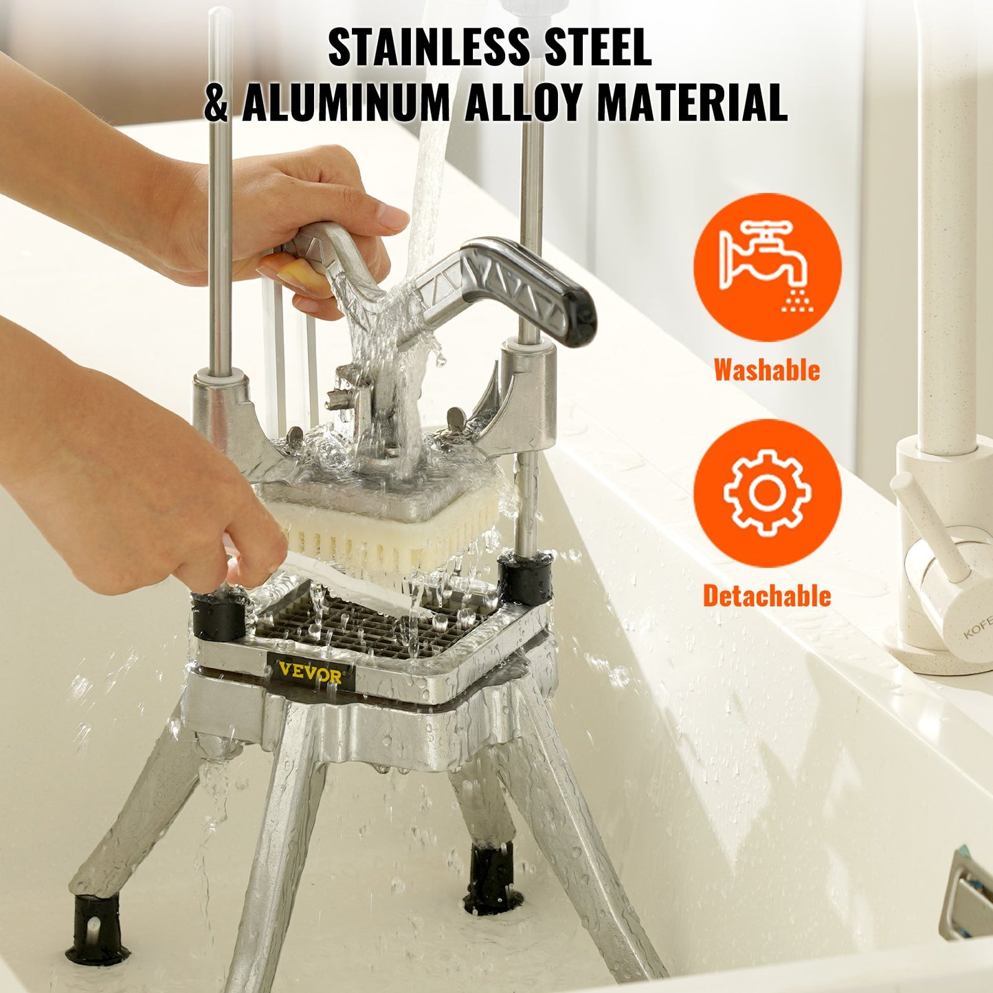 Commercial Chopper with 4 Replacement Blades Commercial Vegetable Chopper Stainless Steel French Fry Cutter Potato Dicer & Slicer Commercial Vegetable Fruit Chopper for Restaurants & Home Kitche