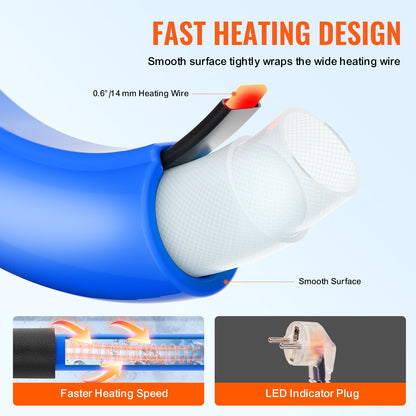 457.2 cm Heated Water Hose for RV -45℉ Antifreeze Heated Drinking Water Hose