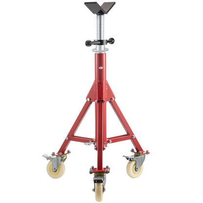 Pipe Stand, Pipe Jack Stand, V Head Pipe Stand Adjustable Height 71.12-132.08 cm, Pipe Jack Stands with Casters 400.1 kg, Folding Portable Pipe Stands 0.3175 to 30.48 cm Pipe Supporting, Steel Jack Stand