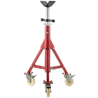 Pipe Stand, Pipe Jack Stand, V Head Pipe Stand Adjustable Height 71.12-132.08 cm, Pipe Jack Stands with Casters 400.1 kg, Folding Portable Pipe Stands 0.3175 to 30.48 cm Pipe Supporting, Steel Jack Stand