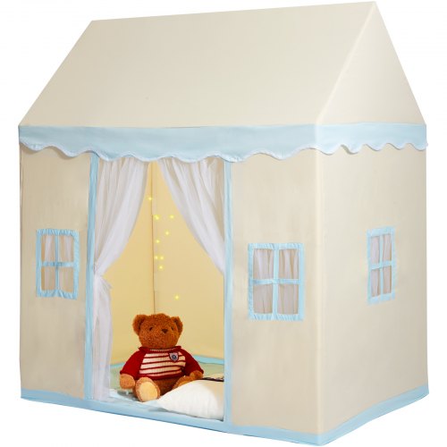 Kids Play Tent, Kids Tent for Kids 1-5 Years Old, Toddler Tent with Mat and Tent Lamp, Tent for Kids with Windows for Indoor and Outdoor, Play House Castle Tent for Boys and Girls, Beige