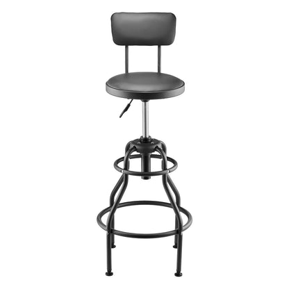 Shop Stool with Backrest, Pneumatic Garage Seat/Work Stool with 300 lbs Capacity, Adjustable Height Roller Creeper Seat, 360° Swivel Padded Workshop Stool, for Garage, Shop & Auto Repair, Black