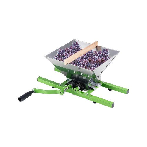 1.8 Gal/7L Fruit and Apple Crusher, Large Manual Grinder, Stainless Steel Fruit Scratter Pulper for Wine Cider Apple Grape Pressing, with Roller Handle for Kitchen Home, Green