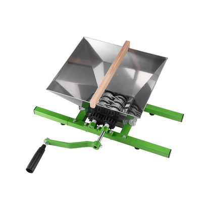 1.8 Gal/7L Fruit and Apple Crusher, Large Manual Grinder, Stainless Steel Fruit Scratter Pulper for Wine Cider Apple Grape Pressing, with Roller Handle for Kitchen Home, Green