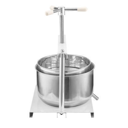 3.17 Gal/12L Fruit Wine Press, 2 Stainless Steel Barrels, Manual Juice Maker, Cider Apple Grape Tincture Honey Olive Oil Making Press with Triangular Handle for Outdoor Kitchen Home