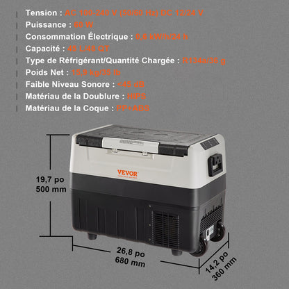 Portable Car Refrigerator Freezer Compressor 45.4 L Dual Zone for Car Home