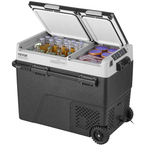 Portable Car Refrigerator, 12 Volt Car Refrigerator Fridge, 58 L / 61.5 QT Dual Zone Portable Freezer, -4℉-68℉ Adjustable Temperature, Compressor Cooler for Home, Outdoor, Camping, RV, Car