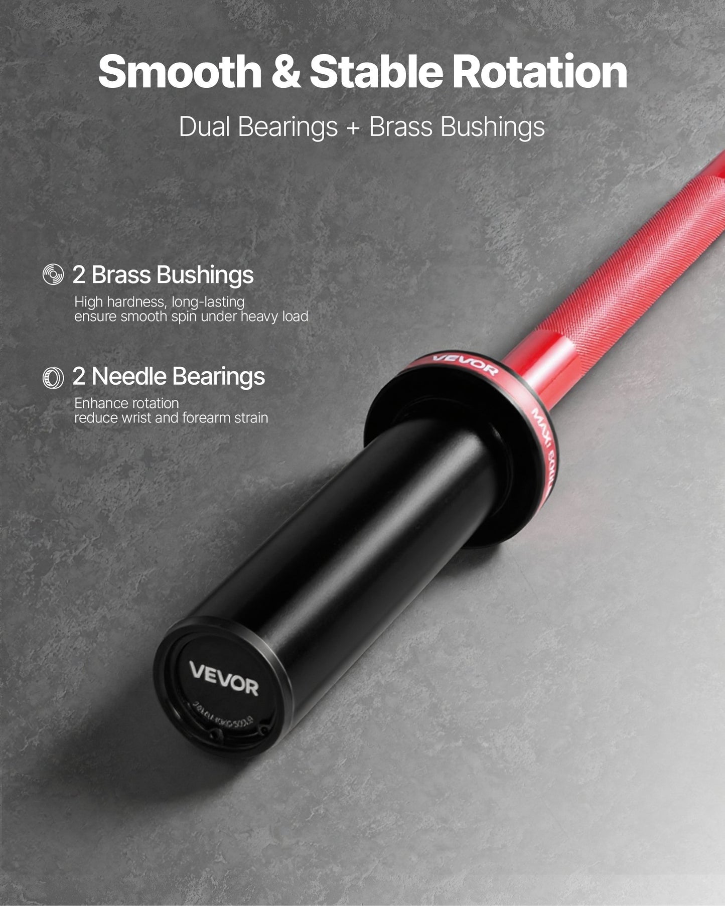 120cm Barbell Bar, Fit 2-Inch Weight Plates, Barbell Bar with Knurled Grip for Strength Training, Weightlifting, Squat, Deadlift, Bench Press, Curl, Overhead Press, 550lbs/226kg Capacity