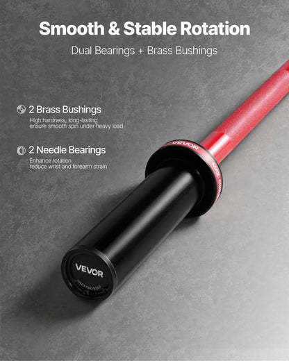 120cm Barbell Bar, Fit 2-Inch Weight Plates, Barbell Bar with Knurled Grip for Strength Training, Weightlifting, Squat, Deadlift, Bench Press, Curl, Overhead Press, 550lbs/226kg Capacity