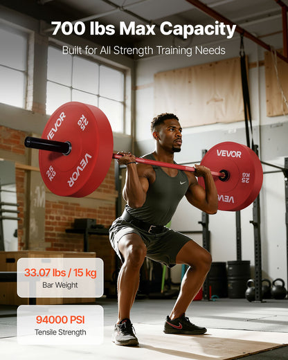 180cm Barbell Bar, Fit 2-Inch Weight Plates, Barbell Bar with Knurled Grip for Strength Training, Weightlifting, Squat, Deadlift, Bench Press, Curl, Overhead Press, 700lbs/317kg Capacity