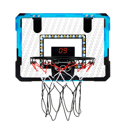 Kids Basketball Hoop, Mini Basketball Goal with Electronic Scoreboard, Over The Door Basketball Hoop with Scoring & Music Accompaniment Functions, LED Light, Indoor Basketball Hoop for Kids 3+