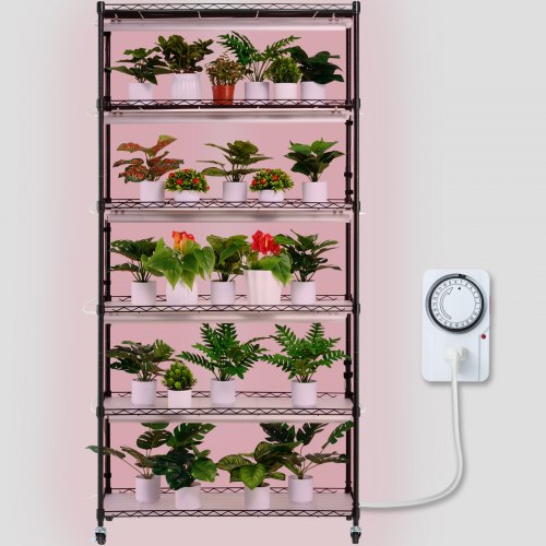 Plant Stand with Grow Light, 6 Tiers, 150W Indoor Grow Light Shelf 3 Spectrum Lights Modes Metal Plant Shelf with Timer Garden Plant Grow Rack for Seed Starting 35.4" L x 13.8" W x 70.9" H