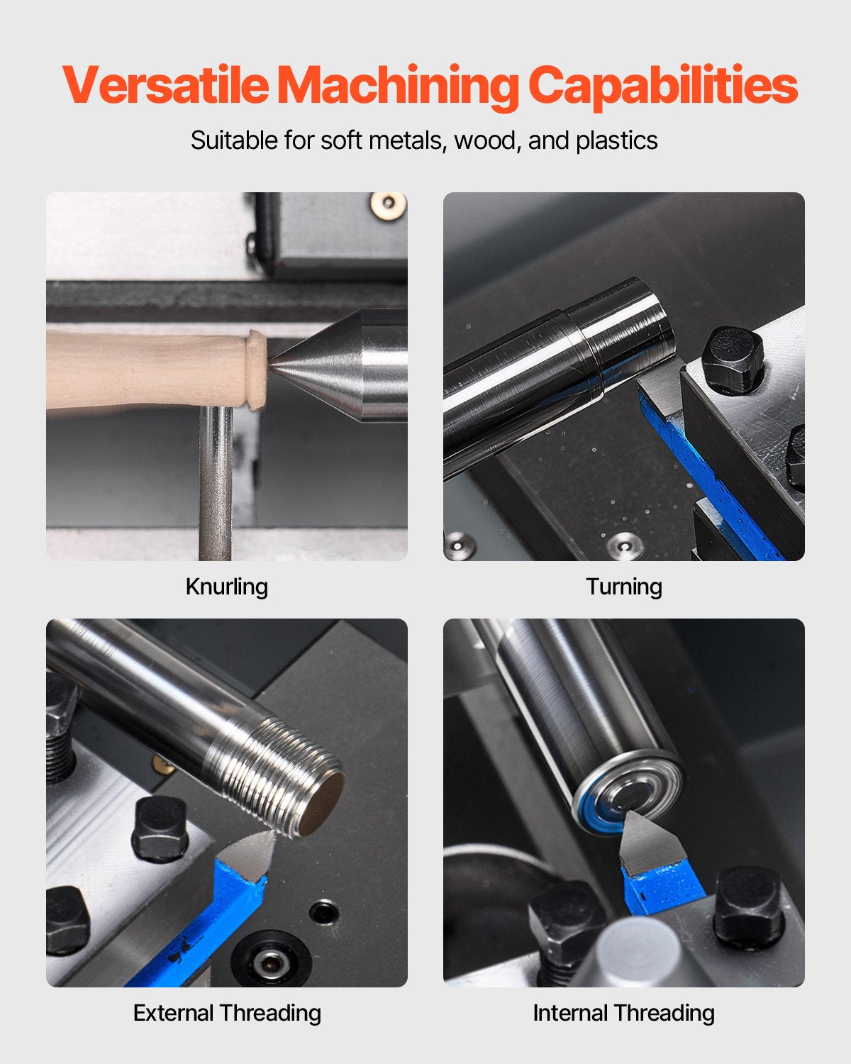 Metal Lathe, 203 x 406 mm(8 x 16 in), 550W Benchtop Lathe Machine, 0-2500 RPM Variable Speed, with 0.0076 mm(0.0003 in) Spindle Accuracy Metal Gear, for Processing Precision Parts Imperial/Metric Thread Soft Metals Wood