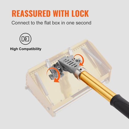 Drywall Flat Box Handle, 101.6-1950.7 cm, Anodized Aluminum Flat Finishing Extension Handle, 5-Section Length Adjustable, Non-slip Grip and 360° Painting for Plasterboard, Wallboard, Sheetrock