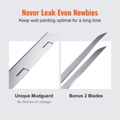 Drywall Flat Box, 10-Inch Wide Quick Clean, Aluminum Finishing Mud Box for Plasterboard, Wallboard, Sheetrock, Bonus Mudguard, Extra 2 Stainless Steel Blades (10/12-Inch)