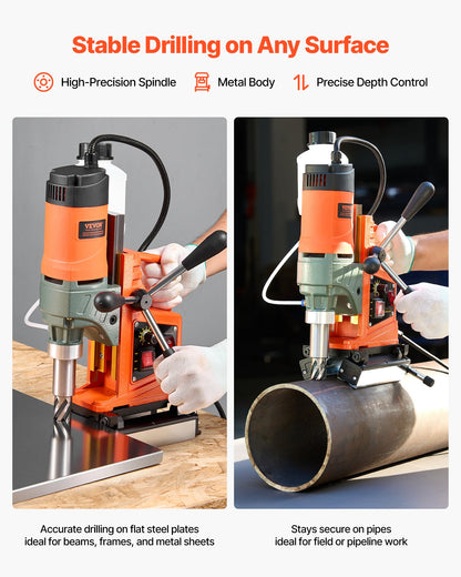Magnetic Drill Press, 1400 W, 50 mm Boring Diameter, 0-850 RPM Speed, Reversible Direction, Mag Drill Press with 11 Core Bits, Electric Drilling Machine for Industrial and Home Improvement