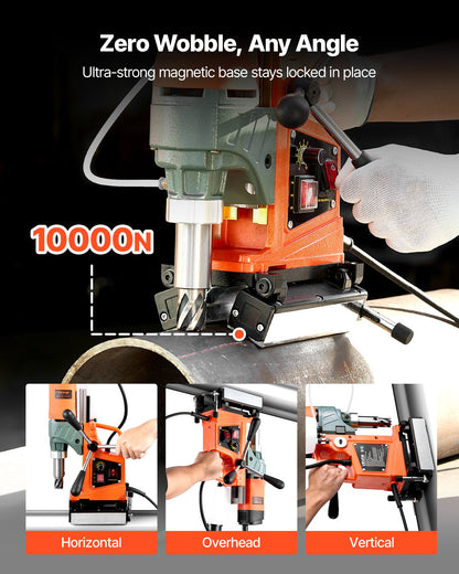 Magnetic Drill Press, 1400 W, 50 mm Boring Diameter, 0-850 RPM Speed, Reversible Direction, Mag Drill Press for Metal Surface, Electric Drilling Machine for Industrial and Home Improvement