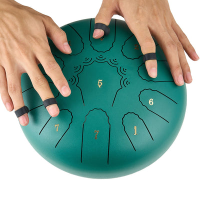 Stahltrommel, 25,4 cm, 11 Töne, Regentrommel für den Garten, C-Dur, mit Notenbuch und Schlägeln, Perkussionsinstrument für Meditation, Yoga und musikalische Anfängerausbildung, Grün