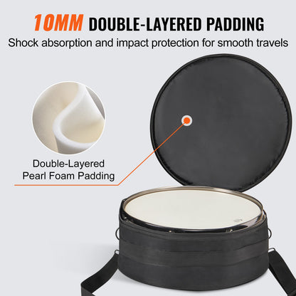 5-Piece Drum Bag Set, 1680D Oxford Fabric, Padded Drum Bags and Cases with 4.92 ft Detachable Shoulder Strap Carry Handles Foldable Design, for 22'' Kick 12'' Tom 13'' Tom 16'' Tom 14'' Snare