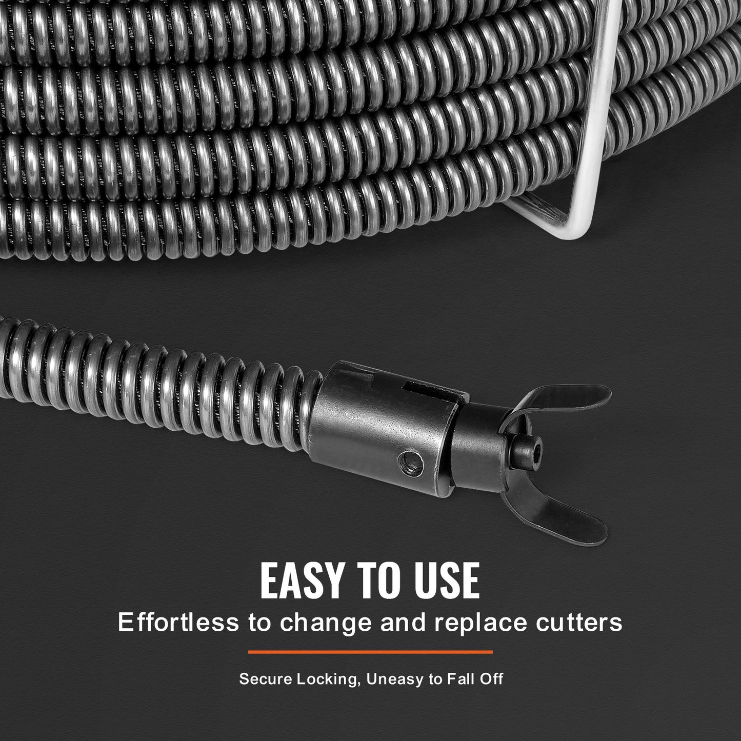 Drain Cleaning Cable 100 FT x 3/4 Inch, Solid Core Steel Drain Cleaner Cable with 4 Cutters for 3.9" to 7.9" Pipes, Professional Inner Core Sewer Drain Auger Cable for Sink, Floor Drain, Toilet