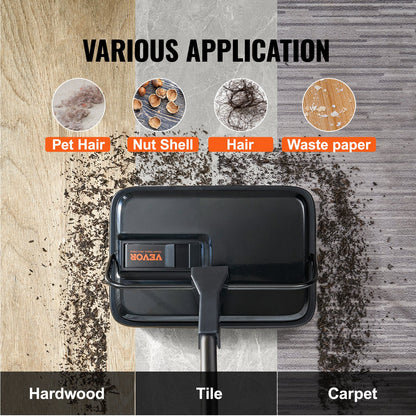 Carpet Sweeper, 20 cm Sweeping Paths, Floor Sweeper Manual Non Electric, 300 ml Dustbin Capacity with Comb for Home Office Rugs Hardwood Surfaces Wood Floors Laminate, Cleans Dust Pet Hair