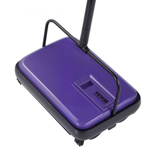 Carpet Sweeper Manual, Floor Sweeper with 300 ml Dustbin Capacity Easy to Empty, 17 cm inch Cleaning Width for Home Office Carpets Pet Hair Dust, Purple