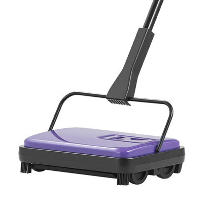 Carpet Sweeper Manual, Floor Sweeper with 300 ml Dustbin Capacity Easy to Empty, 17 cm inch Cleaning Width for Home Office Carpets Pet Hair Dust, Purple
