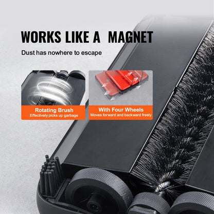 Carpet Sweeper Manual, Floor Sweeper with 300 ml Dustbin Capacity Easy to Empty, 17 cm Cleaning Width for Home Office Carpets Pet Hair Dust, Red