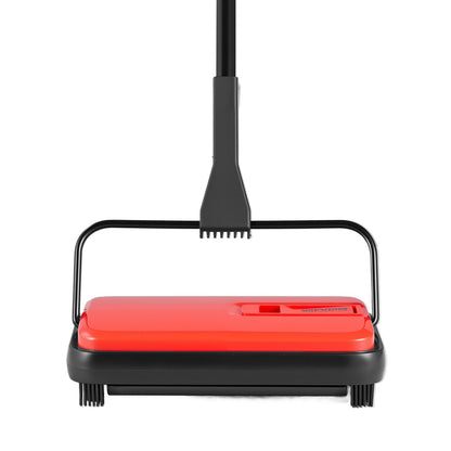 Carpet Sweeper Manual, Floor Sweeper with 300 ml Dustbin Capacity Easy to Empty, 17 cm Cleaning Width for Home Office Carpets Pet Hair Dust, Red