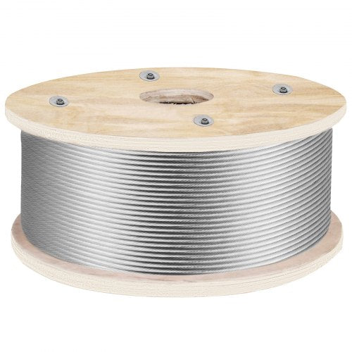 316 Stainless Steel Wire Rope 500ft Length, Steel Wire Cable 3/16 Inch, Steel Cable Railing Decking With 1x19 Strands Construction, 4700lbs Breaking Strength For Stair, Handrail, Clothesline