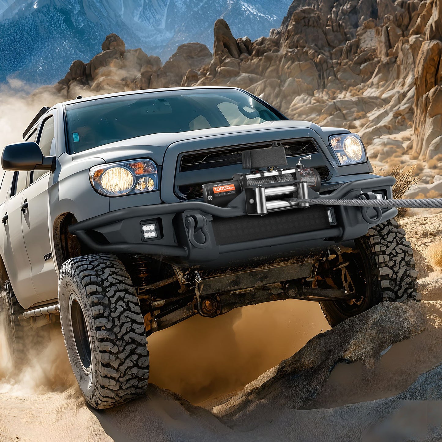 Electric Winch, 4500 kg Load Capacity, 12V DC Truck Winch with Φ8.3 mm x 19.8 m Steel Rope, Wireless & Wired Remote Control, IP55 Waterproof for Towing SUV Jeep Trailer Boat Off-Road Vehicle