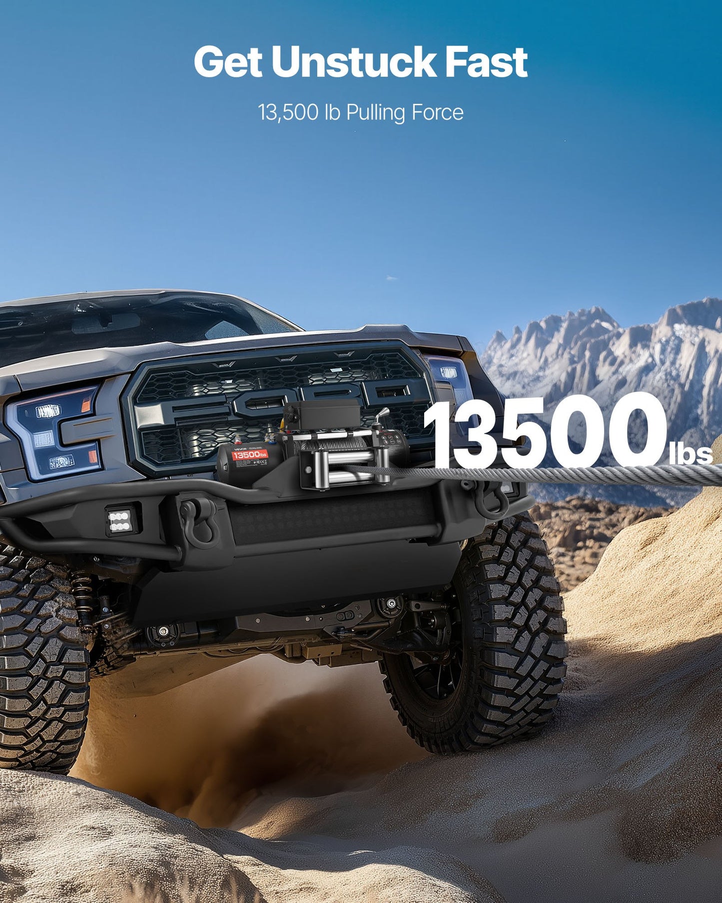 Electric Winch, 6100 kg Load Capacity, 12V DC Truck Winch with Φ9.5 mm x 24 m Steel Rope, Wireless & Wired Remote Control, IP55 Waterproof for Towing SUV Jeep Trailer Boat Off-Road Vehicle