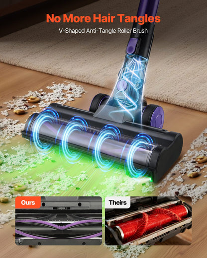 Cordless Vacuum Cleaner, 25KPA Max Powerful Suction, Rechargeable Anti-Tangle Stick Vacuum with Dust Cup, Lightweight Handheld Vac with 35mins Runtime for Home, Carpet, Pet Hair, Hard Floor