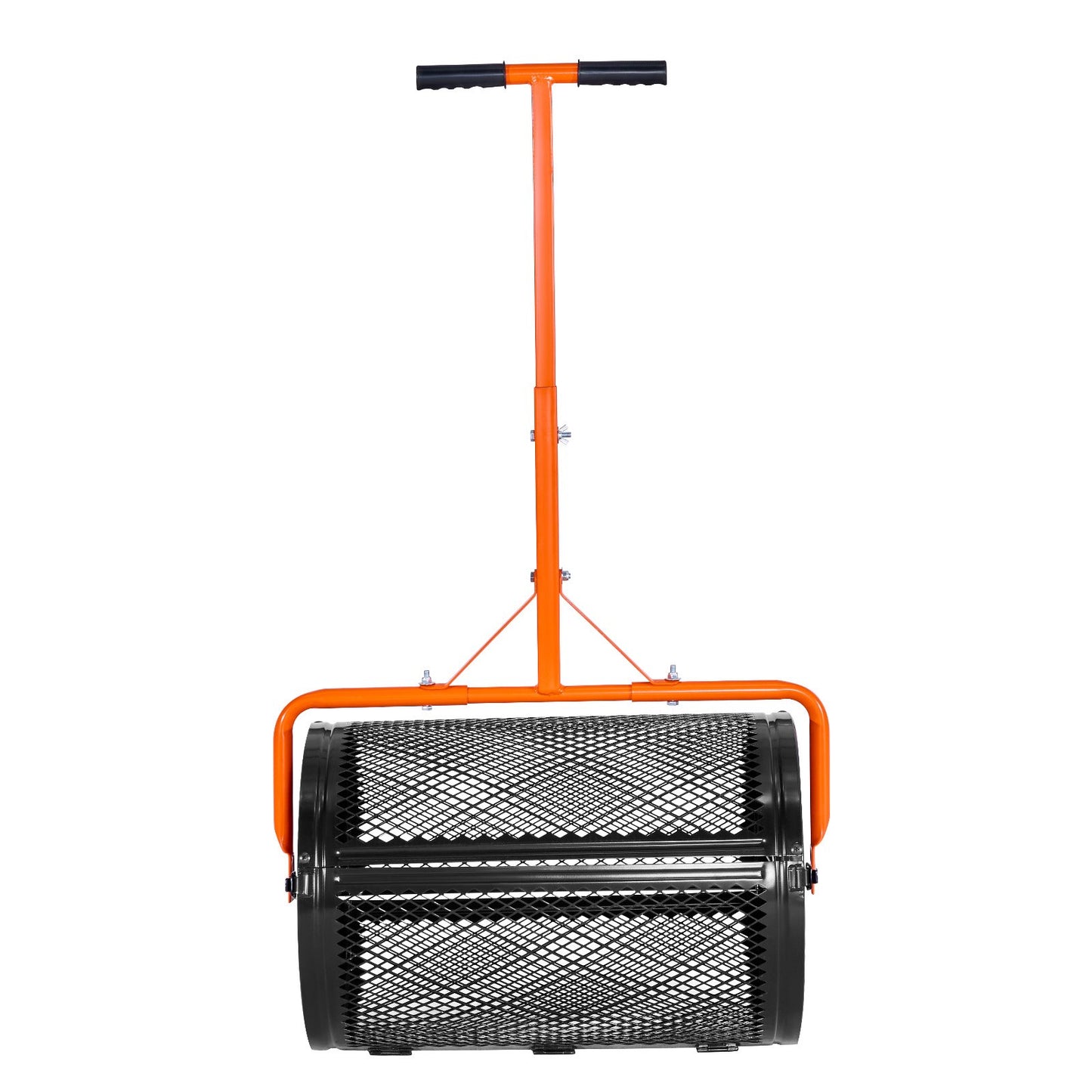 Kompoststreuer, 61 cm breiter Torfstreuer mit T-förmigem Griff, 3-fach höhenverstellbar, pulverbeschichtete Stahl-Gartentorfwalze, robuster Rasensamenstreuer zum Pflanzen und Aussäen