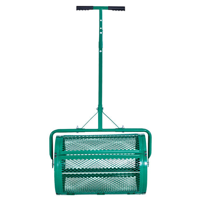 Compost Spreader, 24 in Wide Peat Moss Spreader with Push/Tow Handle, 4 Heights Adjustable, Powder-Coated Steel Garden Peat Moss Roller, Heavy Duty Grass Seed Spreaders for Planting Seeding