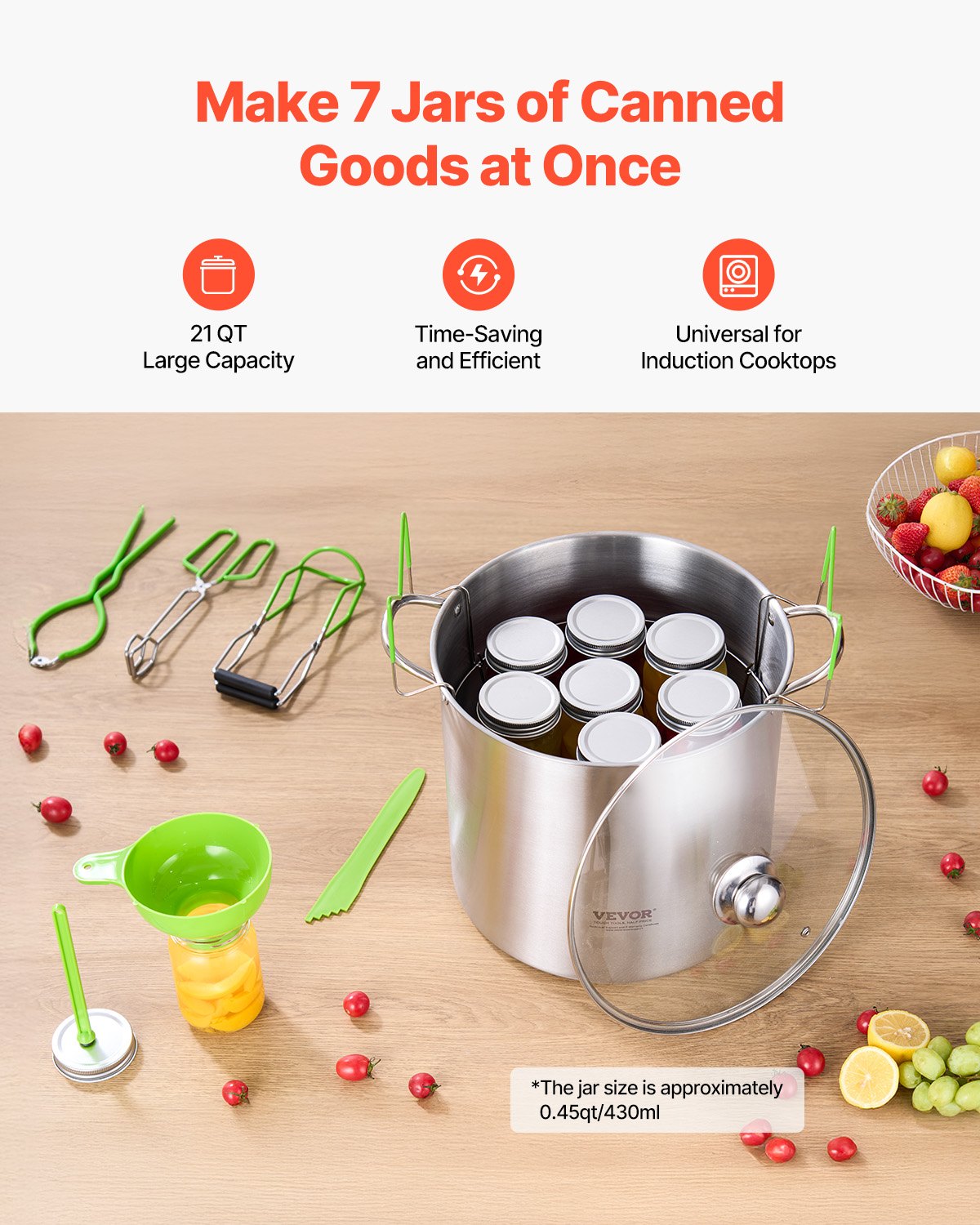 Canning Supplies Starter Kit, 9 Pieces Stainless Steel Water Bath Canning Kit for Beginners, Canning Tools Set: Pot, Rack, Lid, Funnel, Tongs, Jar Lifter, Wrench, Magnetic Wand, Bubble Propper