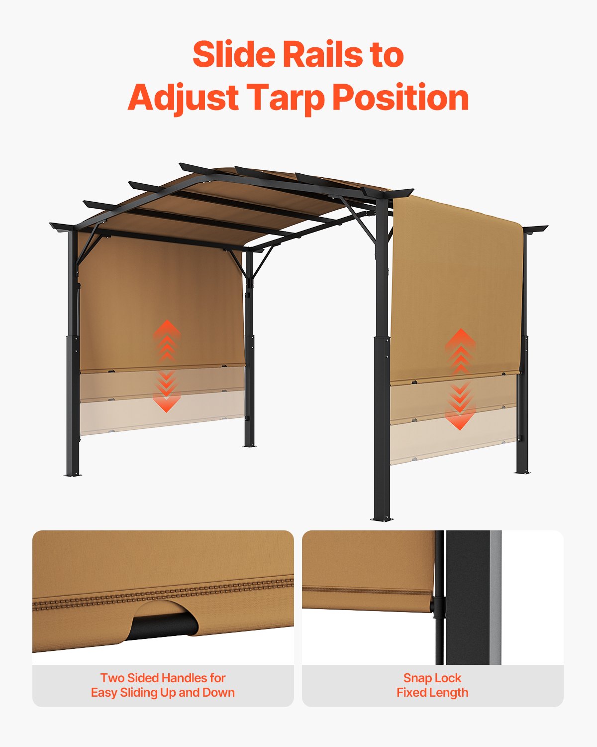 12 x 10 Fuß große Gartenpergola, Metallpergola mit Bogendach, einziehbare Pergola mit Sonnenschutz, großer Terrassenpavillon, robuste Gartenpergola für Terrasse, Garten, Veranda und Poolbereich