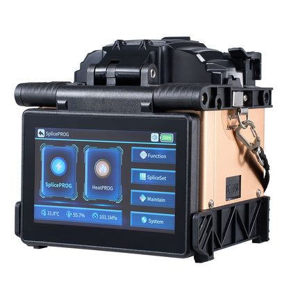 Fiber Fusion Splicer 4 Motors, Clad Alignment Fiber Optic Splicer 6s Splicing & 13s Heating, Fiber Splicer Machine with 5" Touch Screen, 3 in 1 Fiber Holder, 7800mAh Battery for SM MM DS NZDS