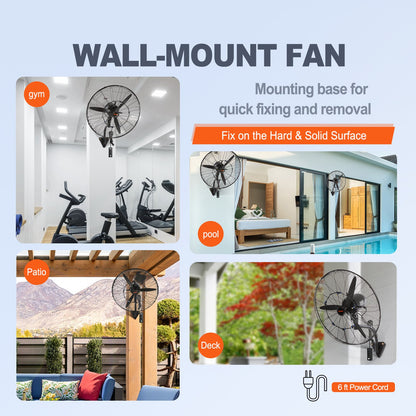Mist Fan, 24.2 inch Oscillating Waterproof Fan, 3 Speeds, 7000 CFM, Commercial or Residential Fan for Cooling Warehouse, Greenhouse, Workshop