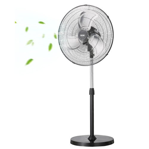 Industrial Pedestal Fan, 20 Inch 90-Degree Oscillating Fan, Height Adjustable Standing Fans with 3 Adjustable Speeds, High Power Floor Fans for Bedroom, Living Room, Home, Office, Black