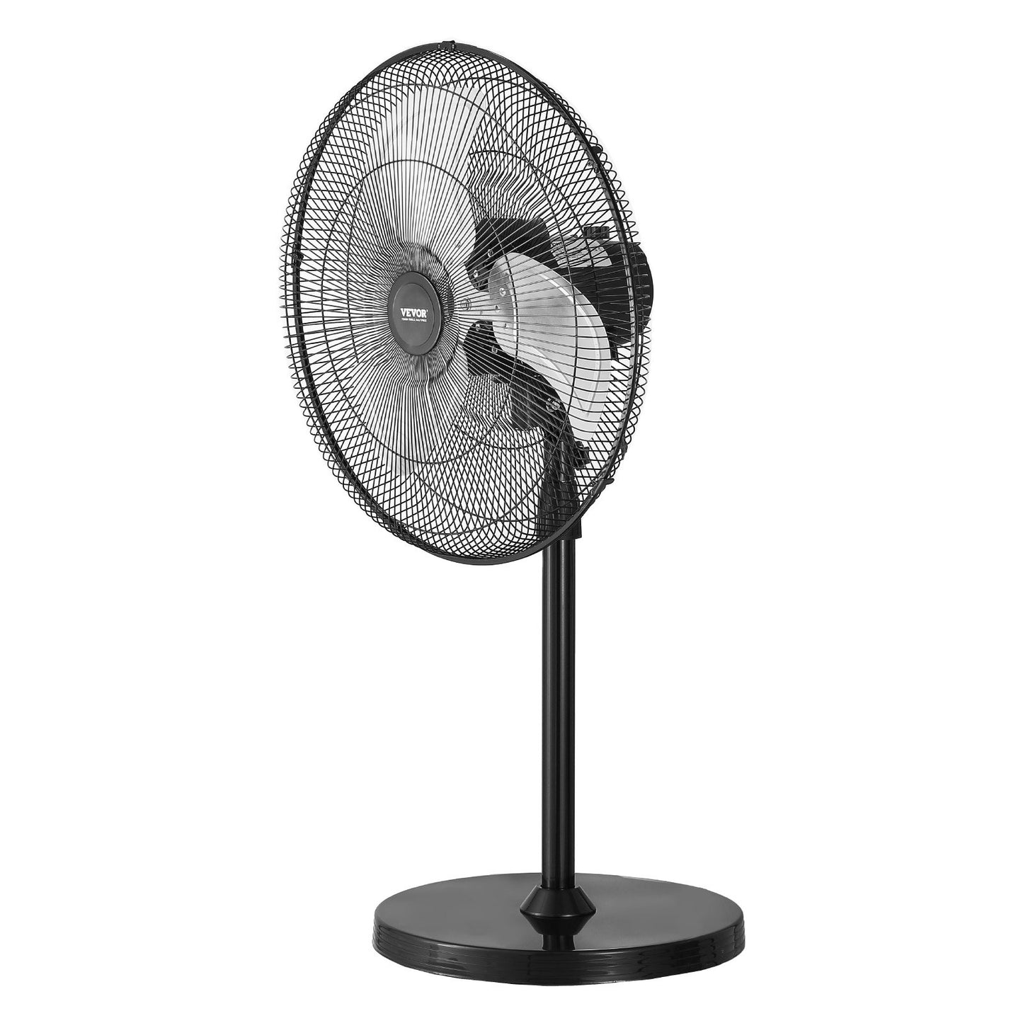 Industrieller Standventilator, 50 cm (20 Zoll), 90°-Oszillation, höhenverstellbar, 3 Geschwindigkeitsstufen, leistungsstark, für Schlafzimmer, Wohnzimmer, Zuhause, Büro, Schwarz