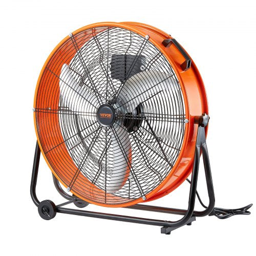 Drum Fan, 24 Inch High Velocity Industrial Shop Fan, Heavy Duty Commercial Use Infinitely Variable Speed 7935CFM,360°Adjustable Tilting Industrial Floor Fan for Warehouse,Workshop,Factory