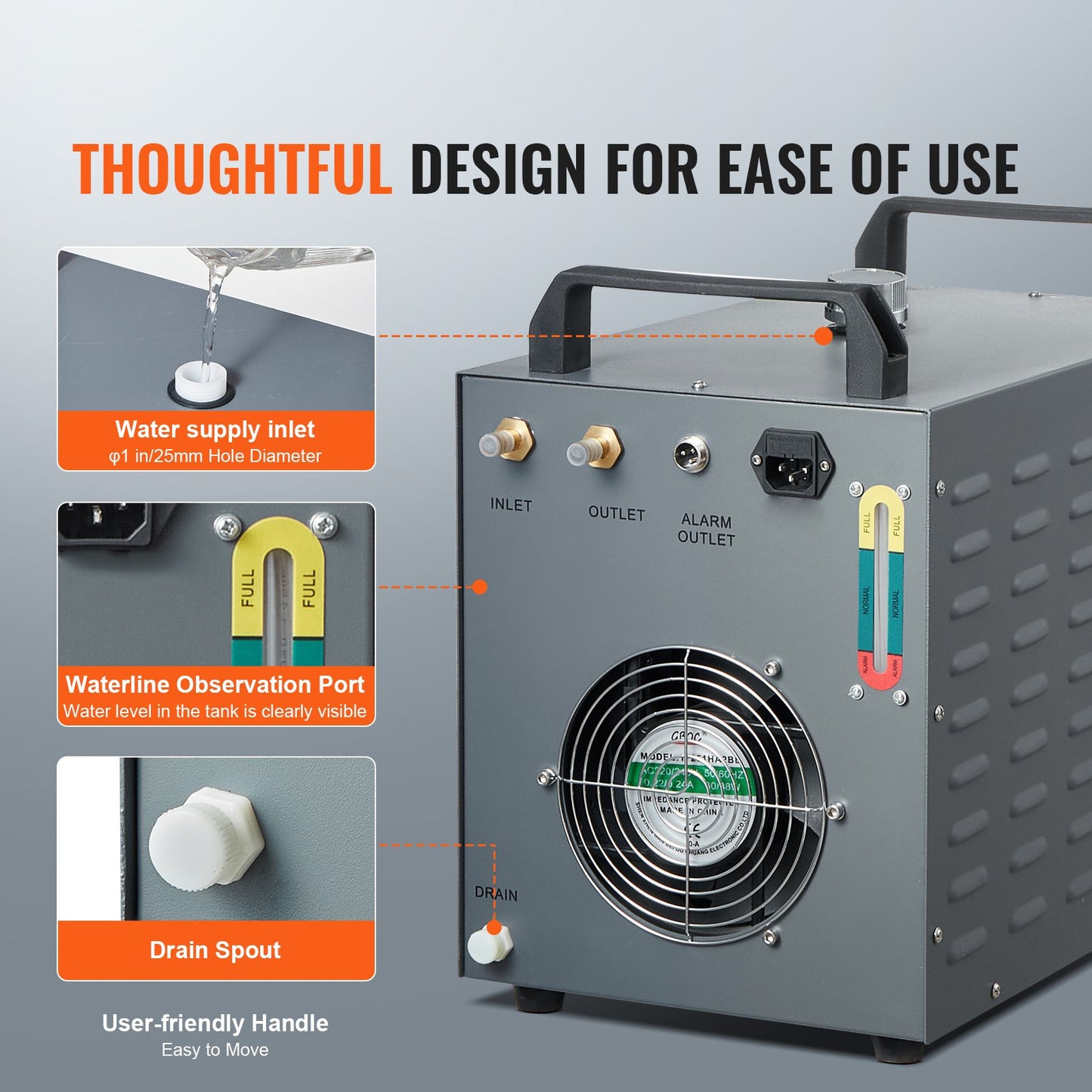 Industrial Water Chiller, CW-3000(PRO), 150W Air-Cooled Industrial Water Cooler Cooling System with 12L Water Tank Capacity 18 L/min Max Flow Rate, for Laser Engraving Machine Cooling Machine