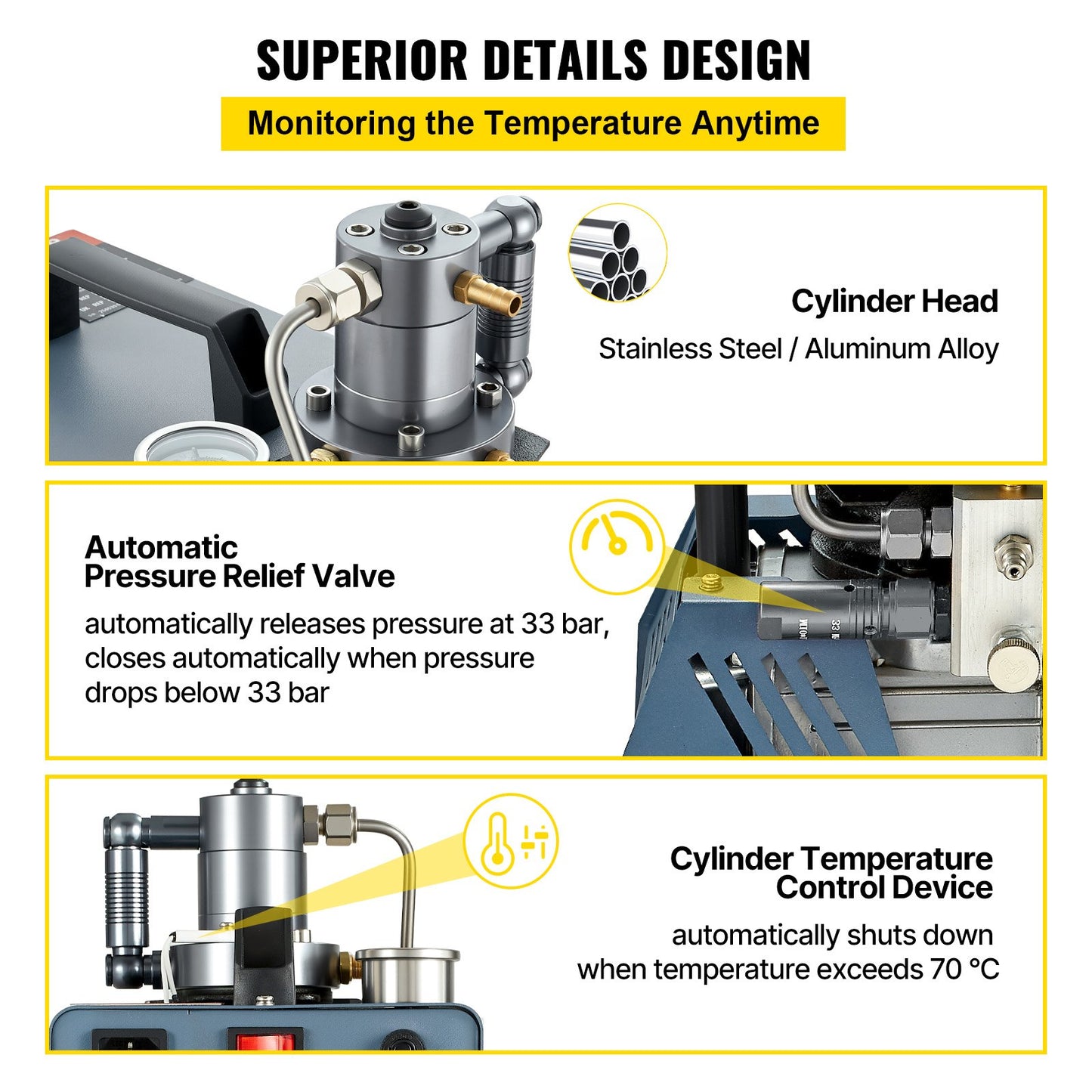 High Pressure Compressor, 4500PSI/30MPA/300BAR High Pressure Air Compressor, 1800W 220V Automatic Stop Air Rifle Compressor Suitable for Paintball Air Rifle, PCP Rifle, Air Pistol, Diving Bottle