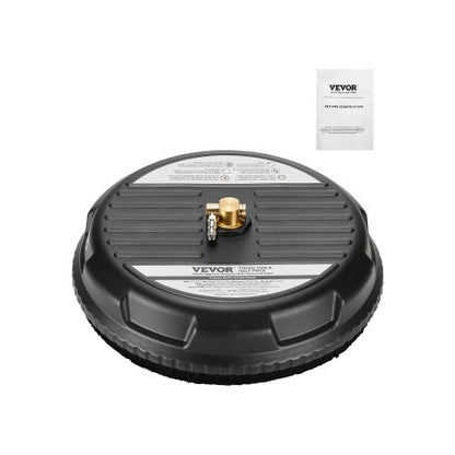 15" Pressure Washer Surface Cleaner, Plastic Pressure Washer Attachments with 4 Wheels, 4000 Max PSI, 1/4 Quick Connector, 2 Spray Nozzles, Ideal for Driveways, Sidewalks, Patios, Decks, Black