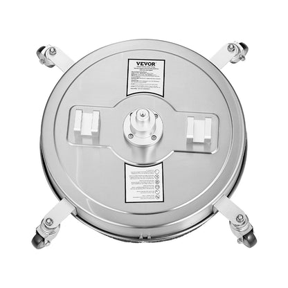 20" Pressure Washer Surface Cleaner, Stainless Steel Pressure Washer Attachments with 4 Wheels, 4500 Max PSI, 3/8 Quick Connector, 2 Spray Nozzles, Dual Handle, for Concrete, Patio, Sidewalk