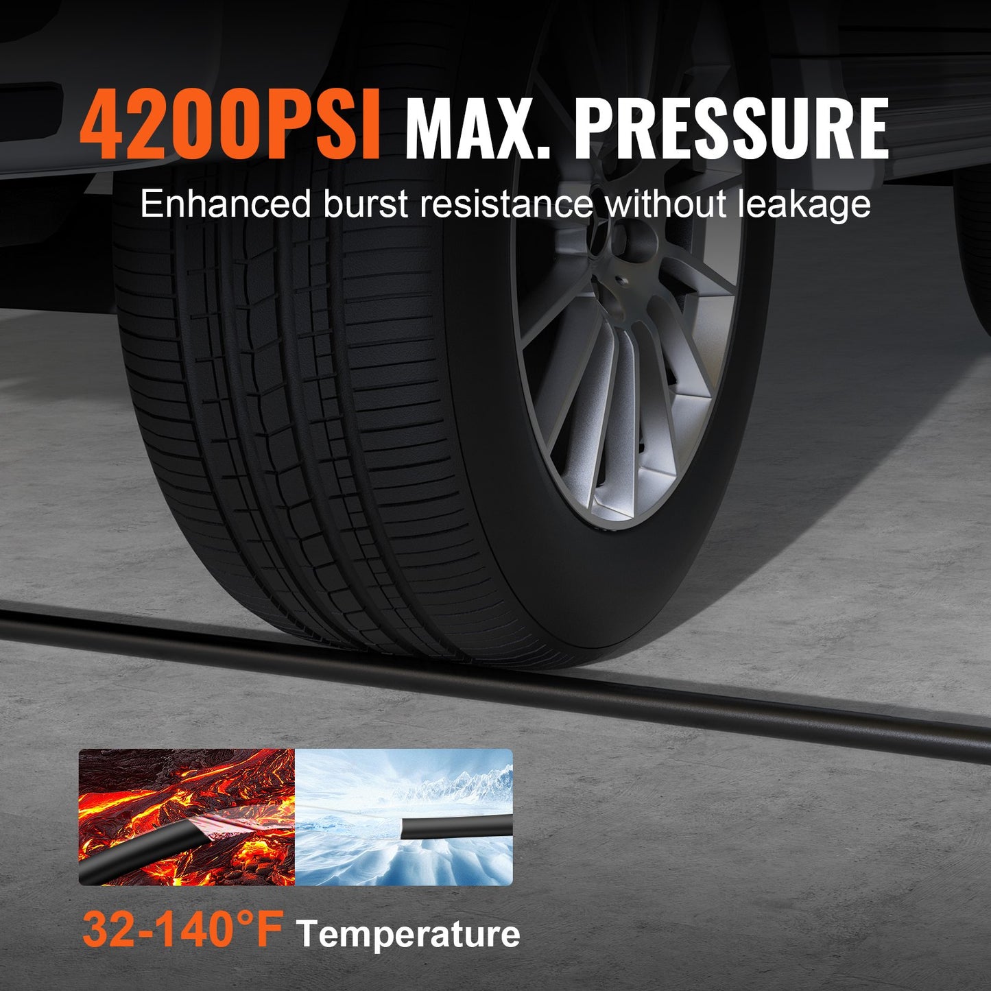 Hochdruckreiniger-Schlauch, 30,5 m, knickfreier M22-14-Messinganschluss (6,35 mm), passend für die meisten Hochdruckreiniger-Marken, 19 mm Biegeradius, 4200 PSI, Hochleistungs-Verlängerungsschlauch